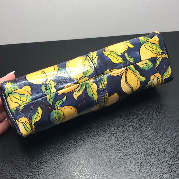 Patricia Nash Studded Wristlet Clutch Barrel Tube Cylinder Positano Limon Print